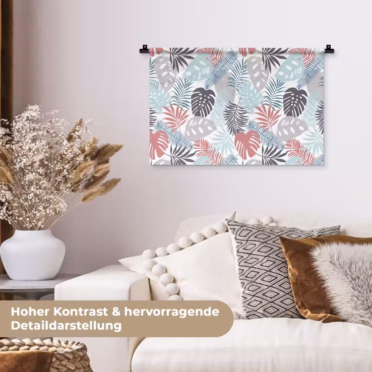 Bladeren - Tropical - Pastel - Jungle Wandkleed katoen klein -tsfeer1_DE