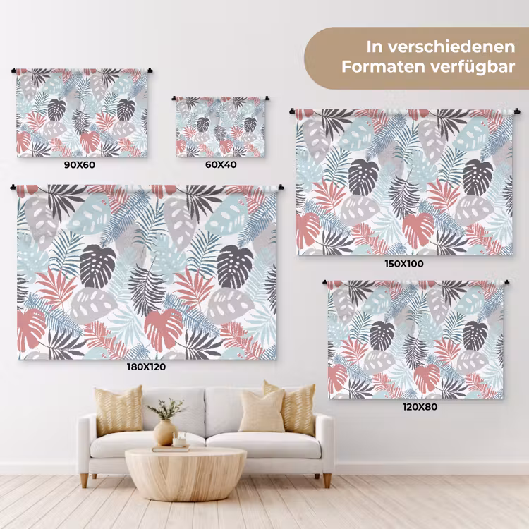 Bladeren - Tropical - Pastel - Jungle Wandkleed katoen klein -tsfeer8_DE