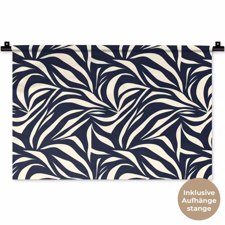 Bladvormen - Blauw - Patroon - Wit Wandkleed katoen klein 269 -t3d_DE
