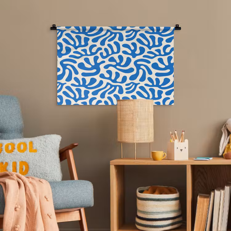 Blauw - Abstract - Bladeren - Patroon Wandkleed katoen klein 269 -wsfeer4_kind
