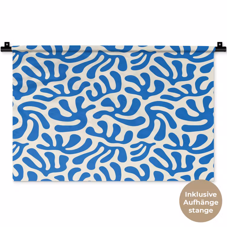 Blauw - Abstract - Bladeren - Patroon Wandkleed katoen klein 269 -t3d_DE