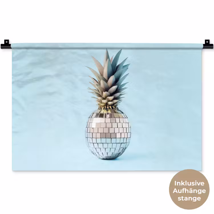 Blauw - Ananas - Disco - Discobal Wandkleed katoen klein -t3d_DE