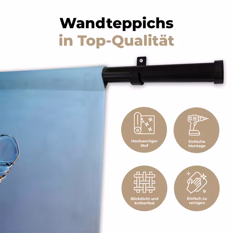 Blauw - Bloem - Glazen - Sierlijk Wandkleed katoen klein -tsfeer2_DE