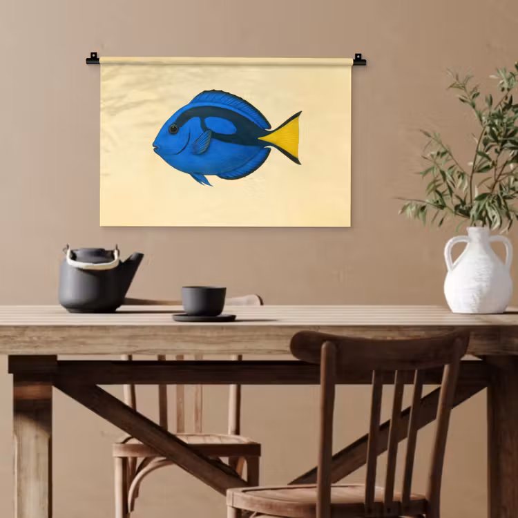 Blauw - Dory - Vis - Staartvin Wandkleed katoen klein -sfeer6