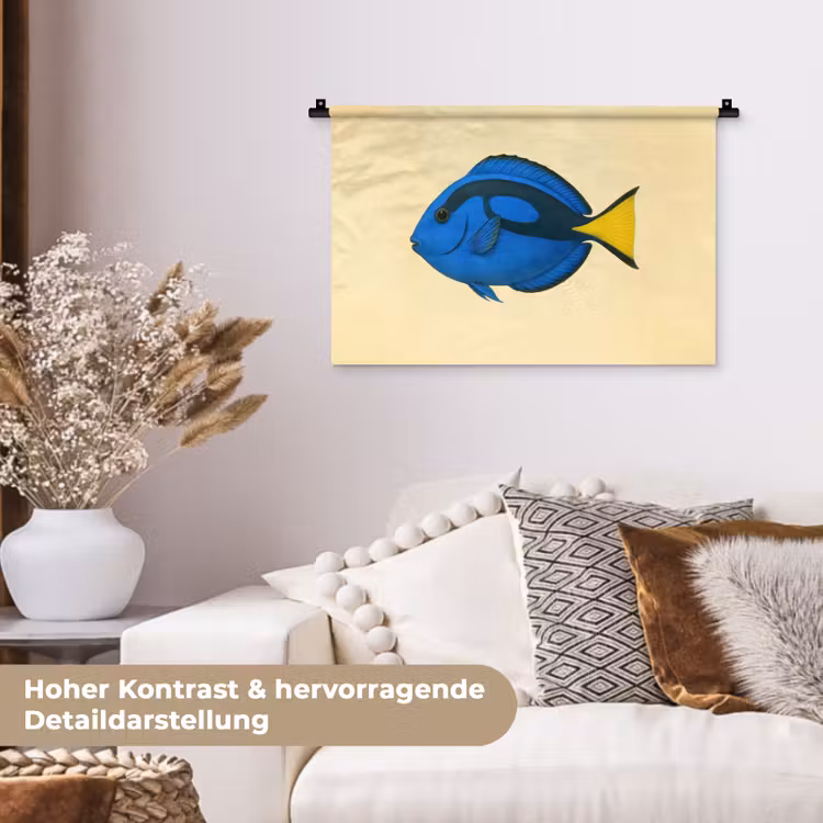Blauw - Dory - Vis - Staartvin Wandkleed katoen klein -tsfeer1_DE