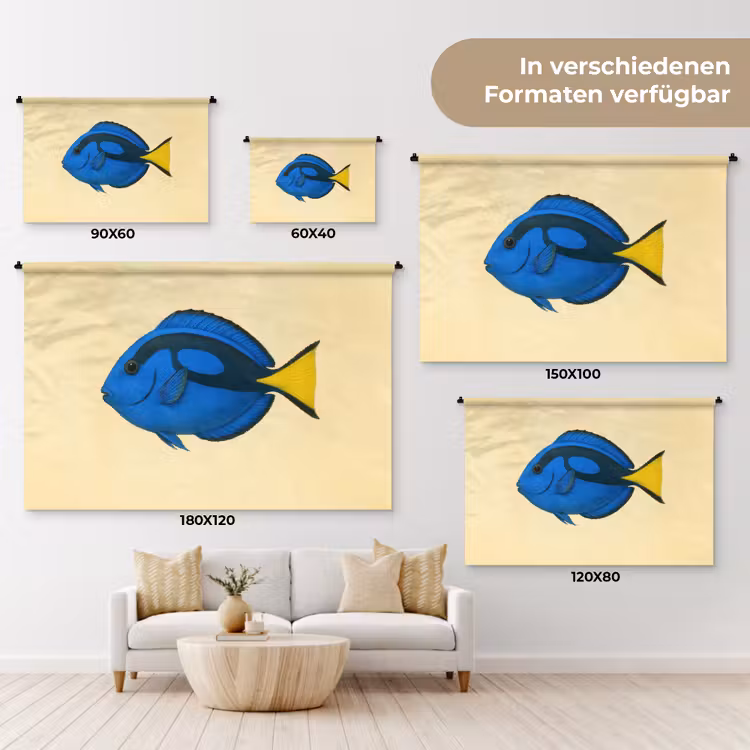 Blauw - Dory - Vis - Staartvin Wandkleed katoen klein -tsfeer8_DE