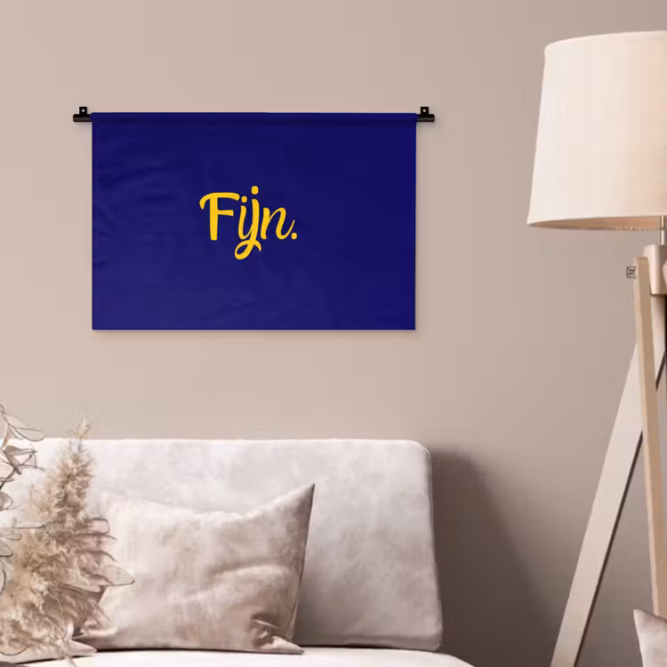Blauw - Geel - Fijn Wandkleed katoen klein -sfeer4