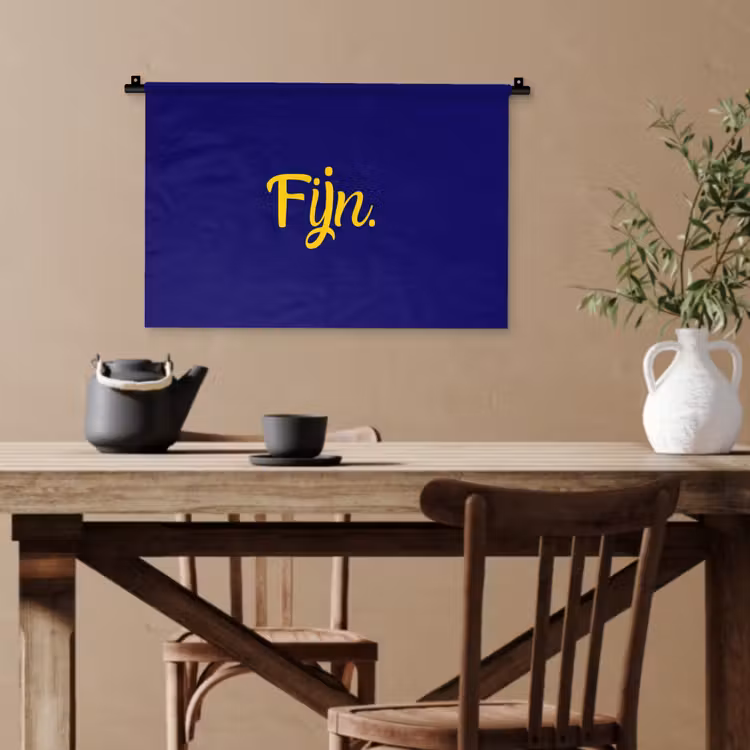 Blauw - Geel - Fijn Wandkleed katoen klein -sfeer6