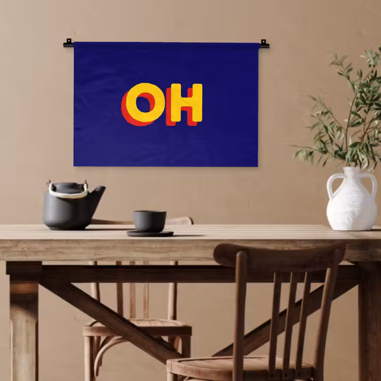 Blauw - Geel - OH - Schaduw Wandkleed katoen klein -sfeer6