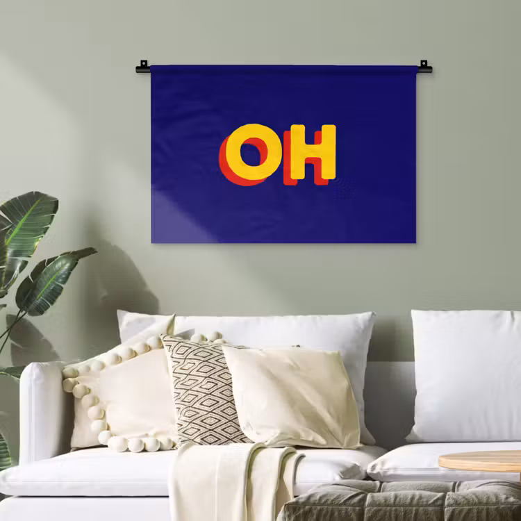 Blauw - Geel - OH - Schaduw Wandkleed katoen klein -sfeer7