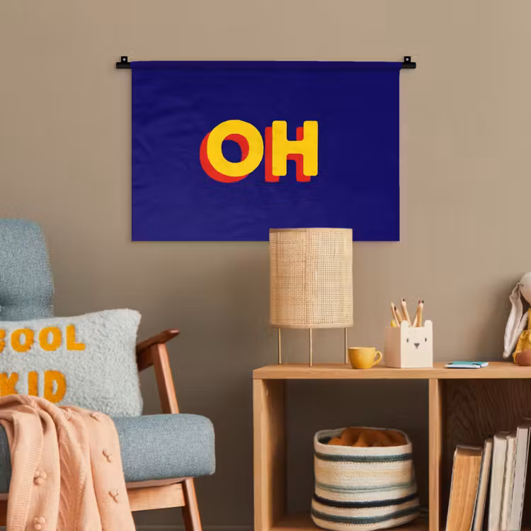 Blauw - Geel - OH - Schaduw Wandkleed katoen klein -wsfeer4_kind