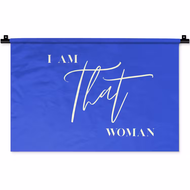 Blauw - I am that woman - Sierlijk - Minimalistisch Wandkleed katoen klein -zz3d
