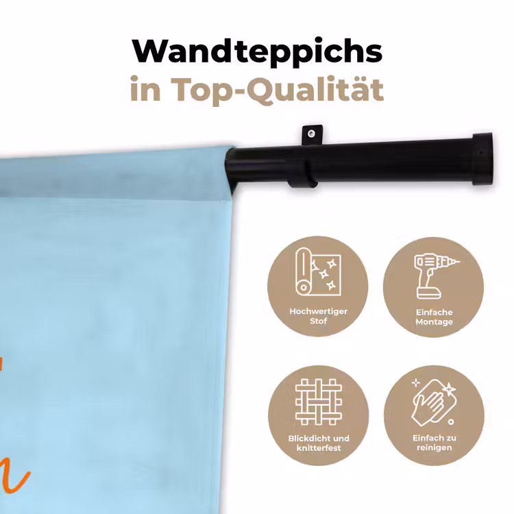 Blauw - Oranje - Tekst Wandkleed katoen klein -tsfeer2_DE