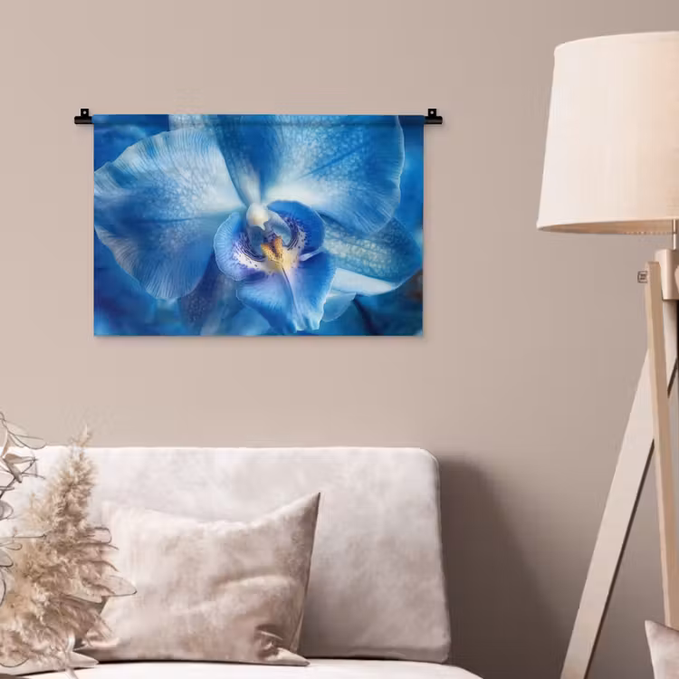Blauw - Orchidee - Elegeant Wandkleed katoen klein -sfeer4