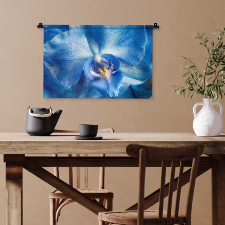 Blauw - Orchidee - Elegeant Wandkleed katoen klein -sfeer6