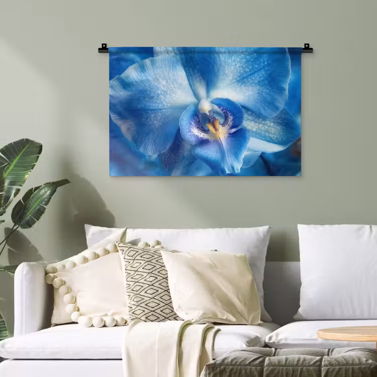 Blauw - Orchidee - Elegeant Wandkleed katoen klein -sfeer7