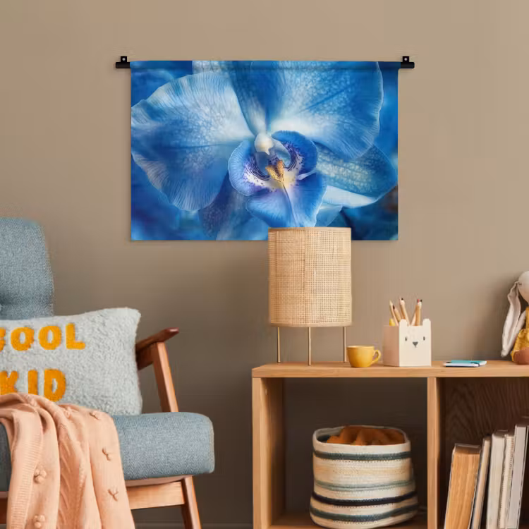 Blauw - Orchidee - Elegeant Wandkleed katoen klein -wsfeer4_kind
