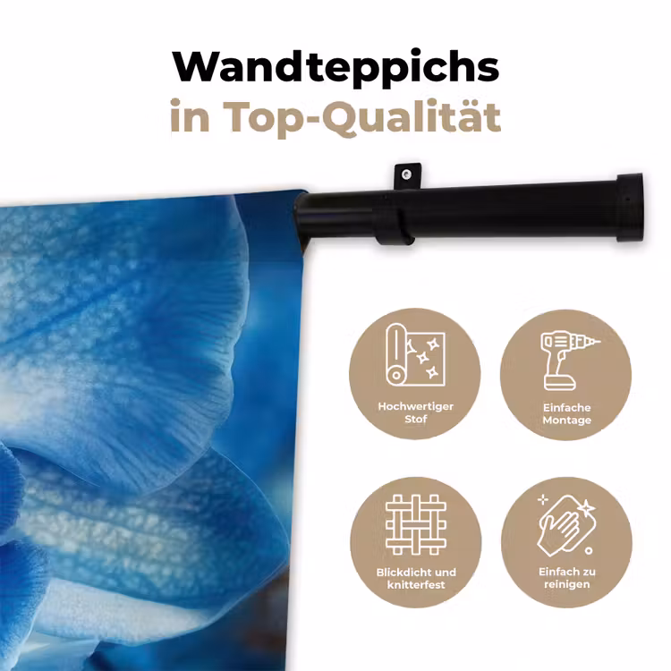 Blauw - Orchidee - Elegeant Wandkleed katoen klein -tsfeer2_DE