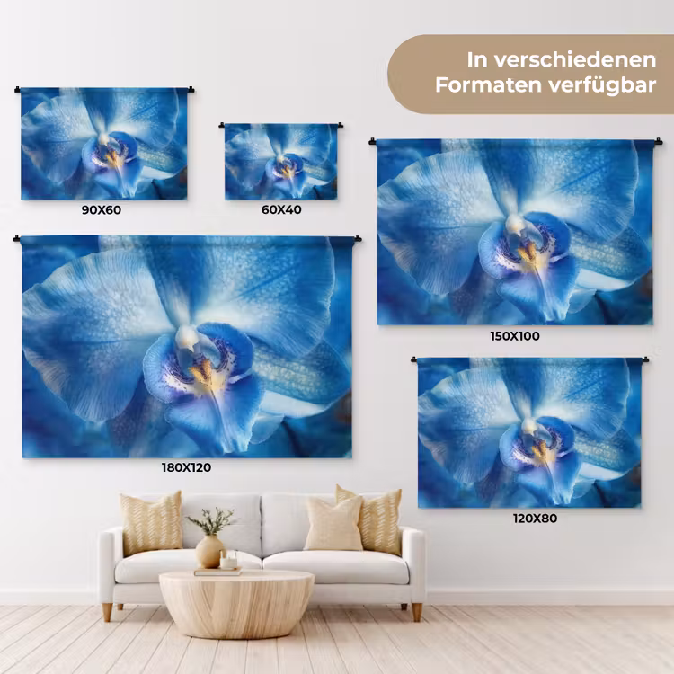 Blauw - Orchidee - Elegeant Wandkleed katoen klein -tsfeer8_DE