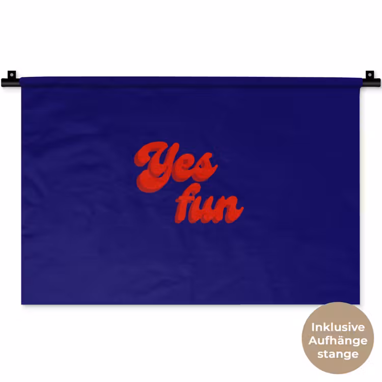 Blauw - Rood - Yes fun - 3D Wandkleed katoen klein -t3d_DE