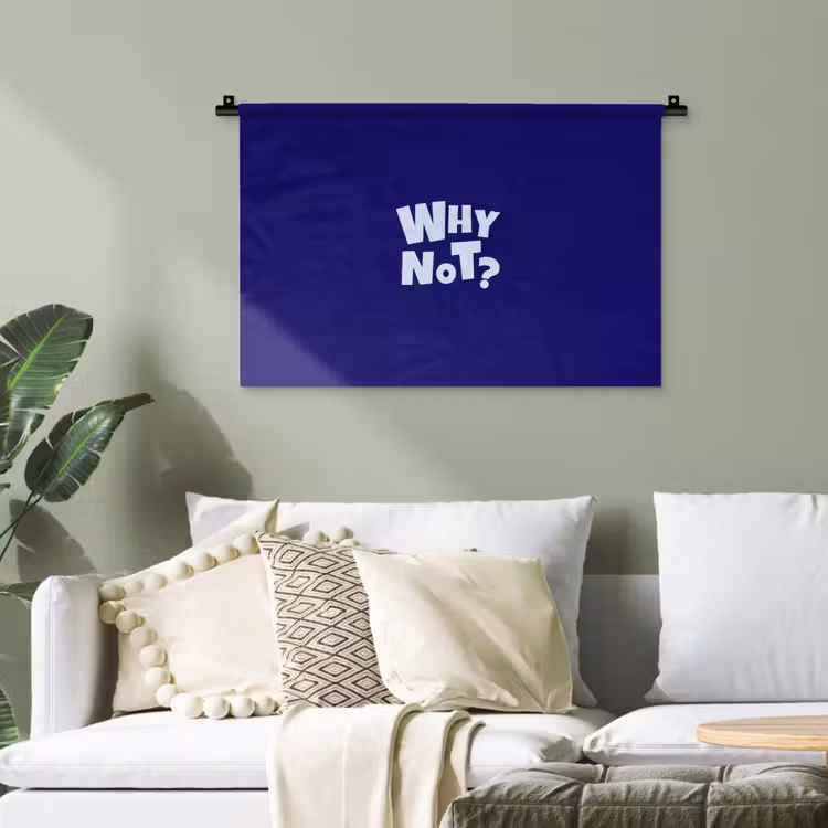 Blauw - Why not - Minimalistisch Wandkleed katoen klein -sfeer7