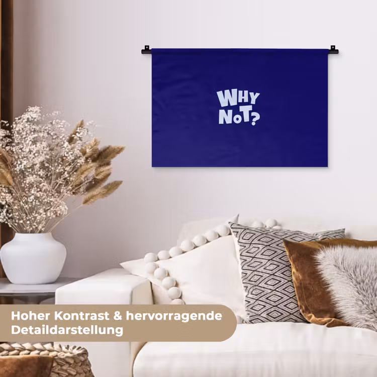 Blauw - Why not - Minimalistisch Wandkleed katoen klein -tsfeer1_DE