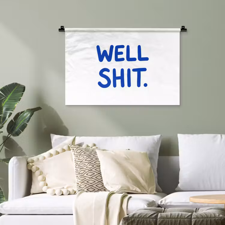 Blauw - Quote - Wit Wandkleed katoen klein -sfeer7