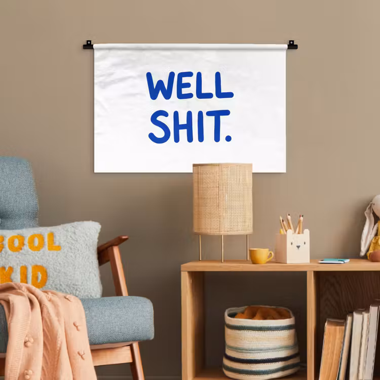 Blauw - Quote - Wit Wandkleed katoen klein -wsfeer4_kind