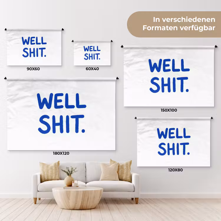 Blauw - Quote - Wit Wandkleed katoen klein -tsfeer8_DE