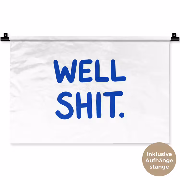 Blauw - Quote - Wit Wandkleed katoen klein -t3d_DE