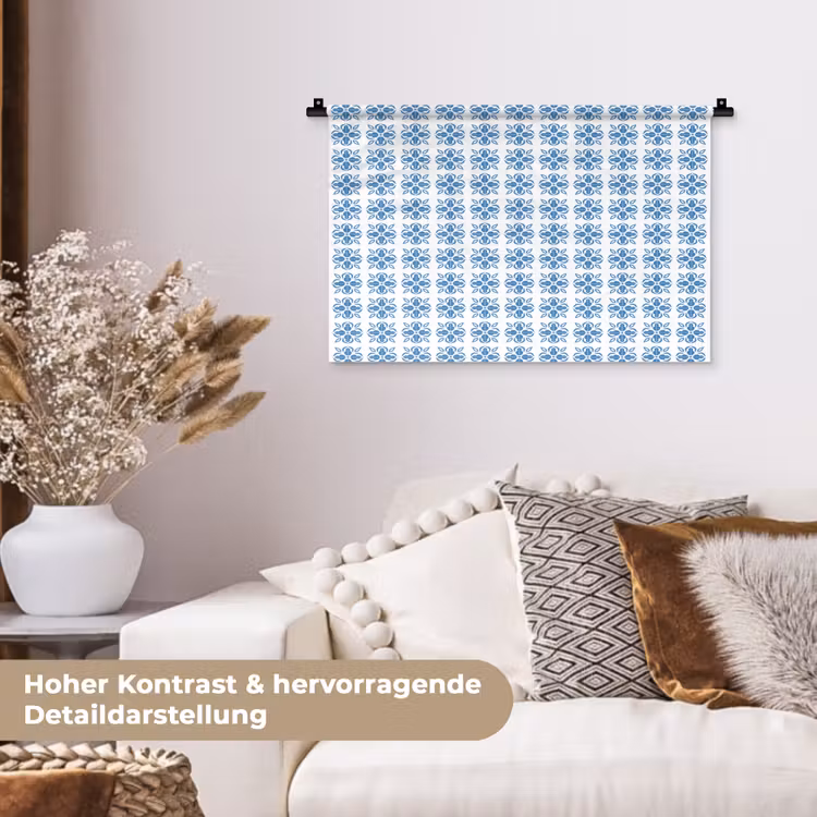 Zee - Sfeer - Blauw - Wit Wandkleed katoen klein 269 -tsfeer1_DE