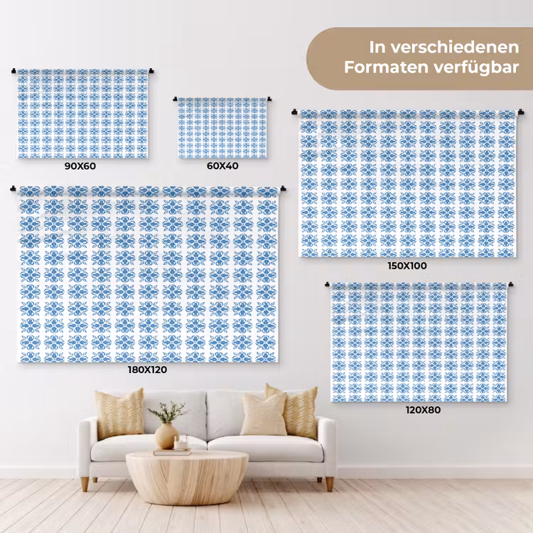 Zee - Sfeer - Blauw - Wit Wandkleed katoen klein 269 -tsfeer8_DE