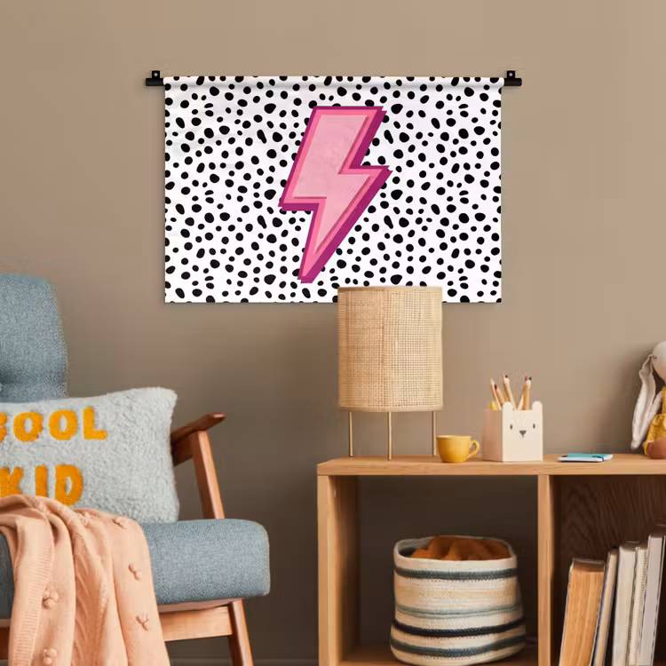 Bliksem - Roze - Stippen Wandkleed katoen klein -wsfeer4_kind