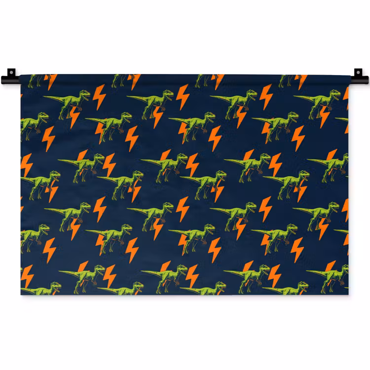 Bliksemschichten - Oranje - Dinosaurussen Wandkleed katoen klein -zz3d