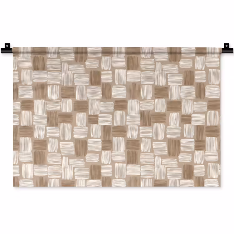 Blok - Patroon - Bruin Wandkleed katoen klein 269 -zz3d