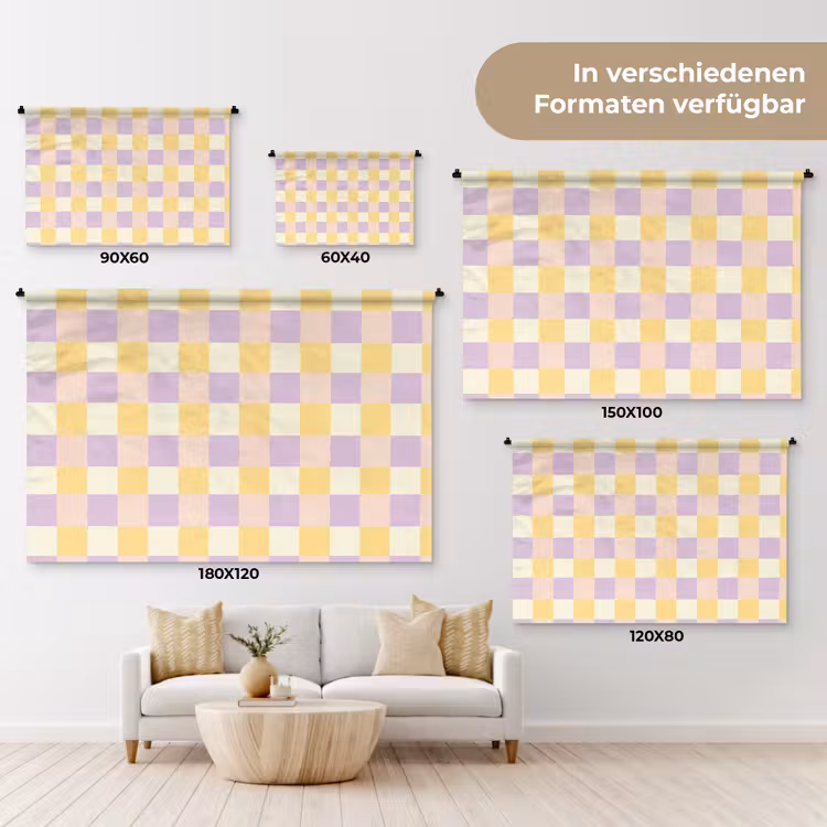 Blokjes - Lila - Geel Wandkleed katoen klein 269 -tsfeer8_DE