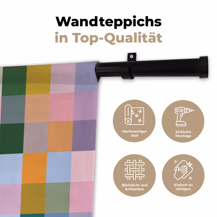 Blokken - Vierkant - Patroon - Gekleurd Wandkleed katoen klein -tsfeer2_DE