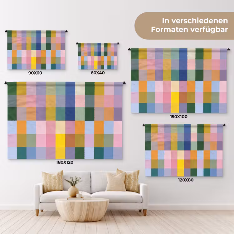 Blokken - Vierkant - Patroon - Gekleurd Wandkleed katoen klein -tsfeer8_DE