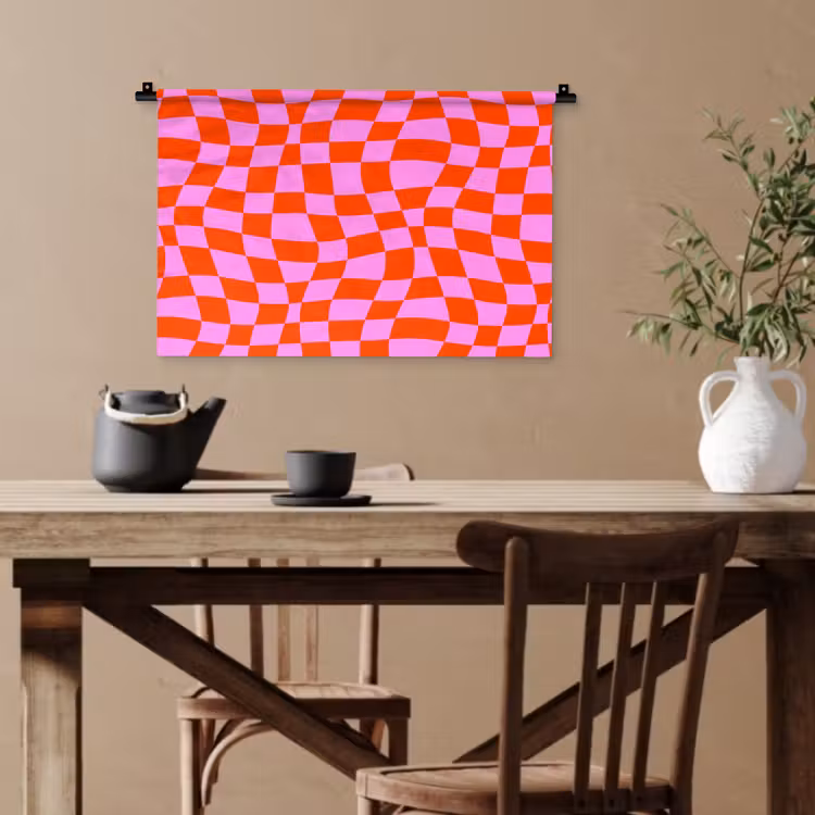 Blokken - Roze - Rood - Patroon Wandkleed katoen klein 269 -sfeer6
