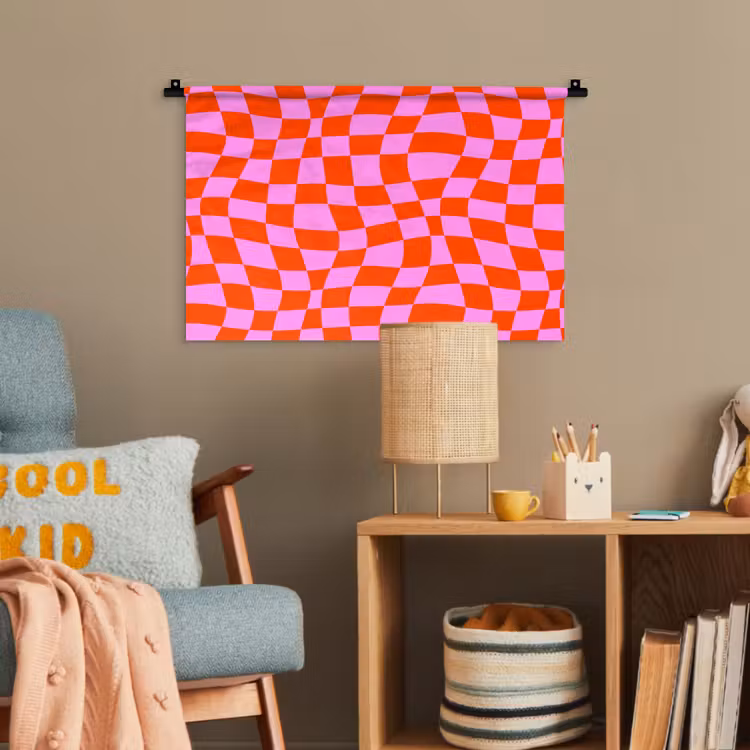 Blokken - Roze - Rood - Patroon Wandkleed katoen klein 269 -wsfeer4_kind