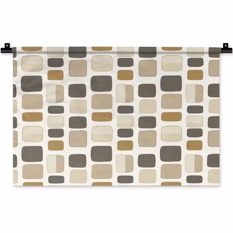 Blokken - Vintage - Grijs Wandkleed katoen klein 269 -zz3d