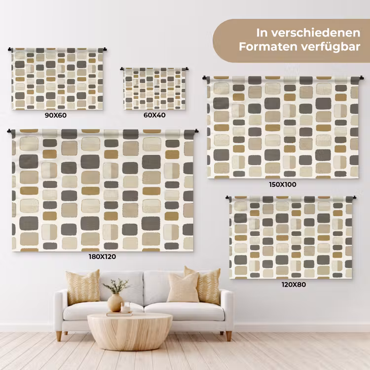 Blokken - Vintage - Grijs Wandkleed katoen klein 269 -tsfeer8_DE