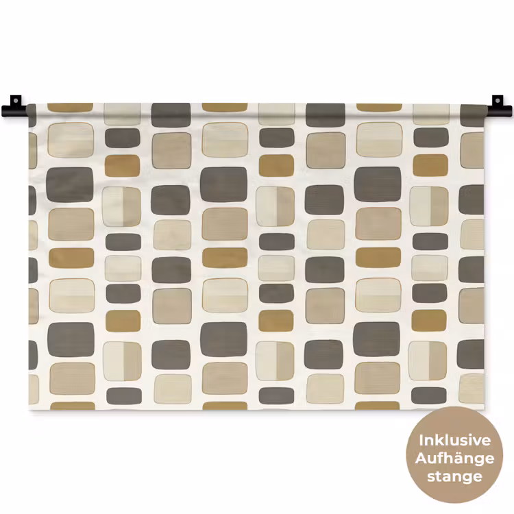 Blokken - Vintage - Grijs Wandkleed katoen klein 269 -t3d_DE