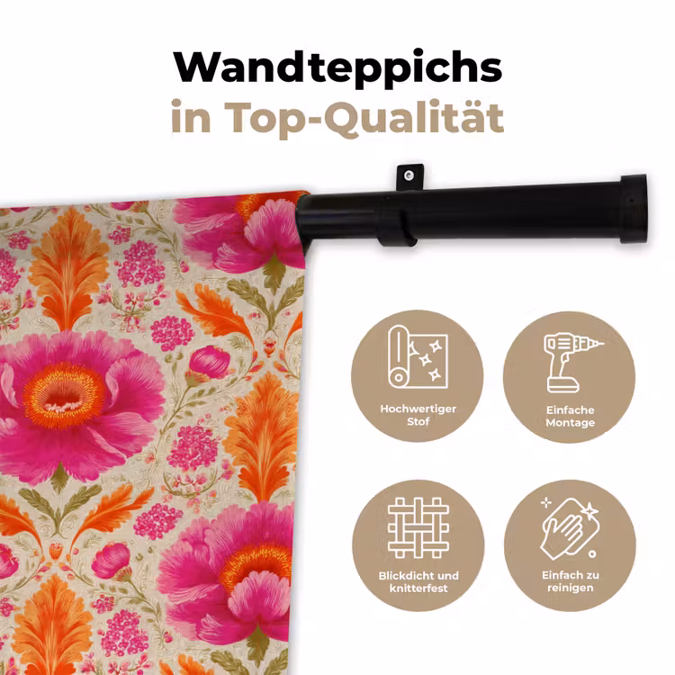 Bloemen - Barok - Roze - Oranje Wandkleed katoen klein 269 -tsfeer2_DE