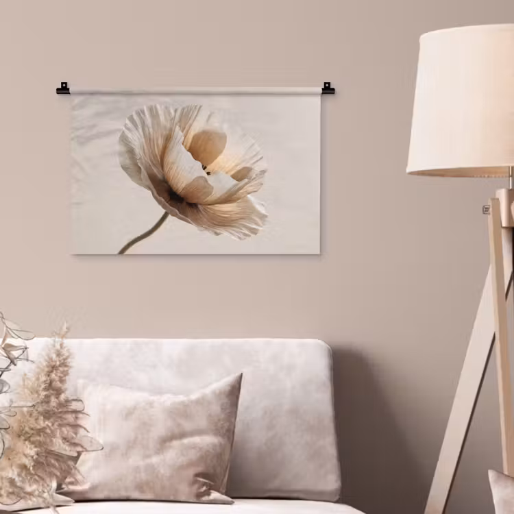 Bloem - Beige - Crème Wandkleed katoen klein -sfeer4