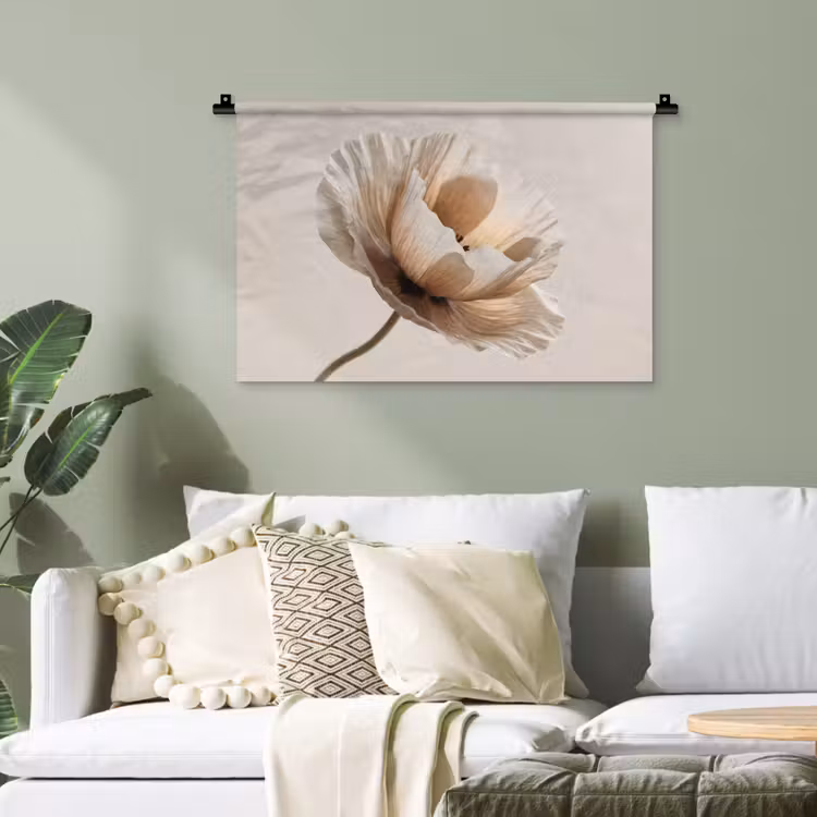 Bloem - Beige - Crème Wandkleed katoen klein -sfeer7