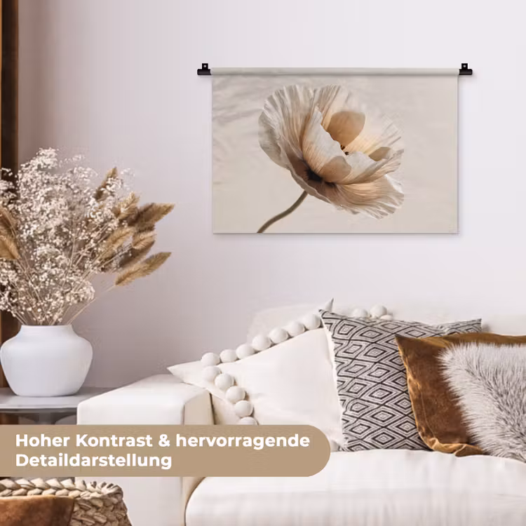 Bloem - Beige - Crème Wandkleed katoen klein -tsfeer1_DE