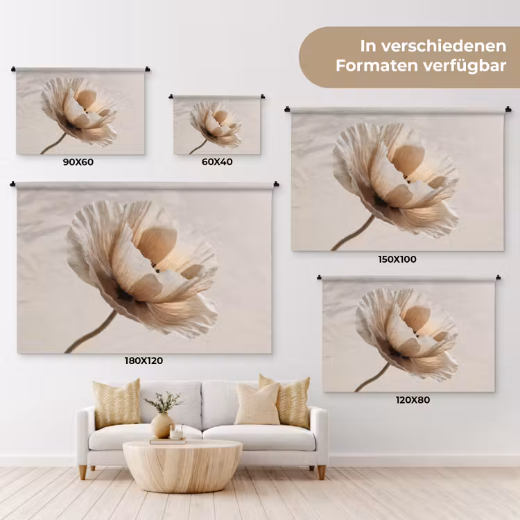 Bloem - Beige - Crème Wandkleed katoen klein -tsfeer8_DE