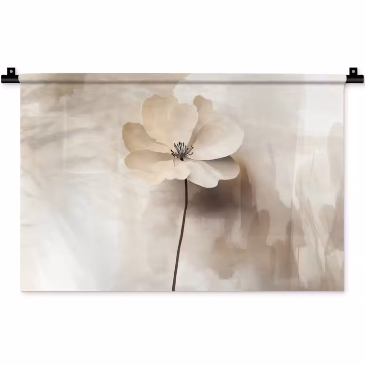 Bloem - Beige - Verf - Schaduw Wandkleed katoen klein -zz3d
