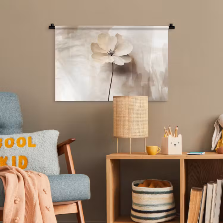 Bloem - Beige - Verf - Schaduw Wandkleed katoen klein -wsfeer4_kind